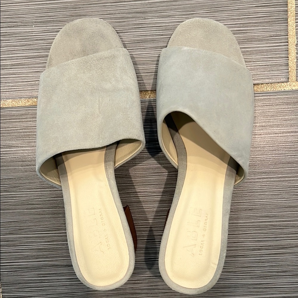 ABLE Women's Green Suede Slides